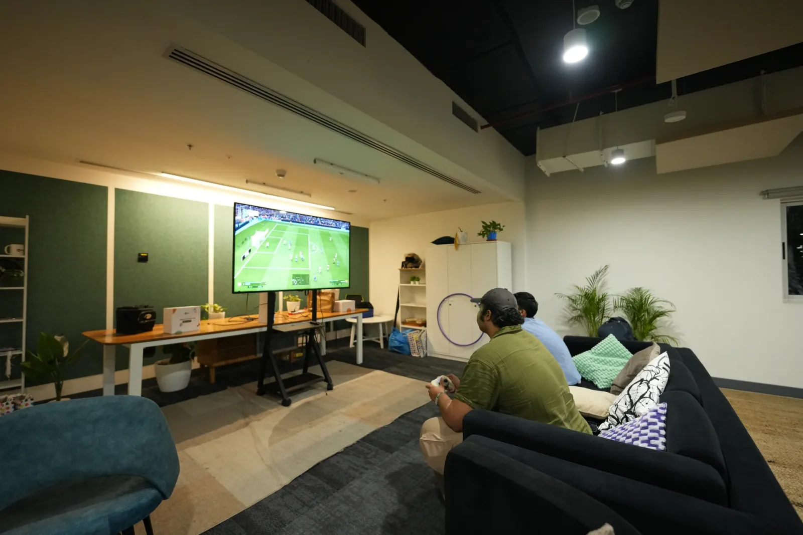 The campus lounge, where the cohort takes a break between builds