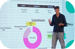 Founder presenting a venture pitch