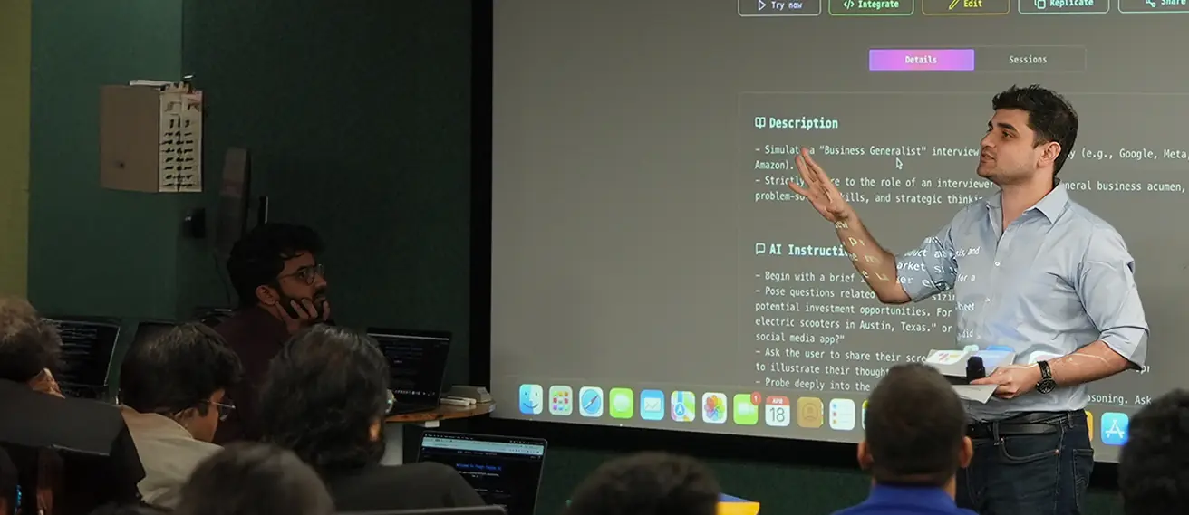 Varun Limaye, Co-Founder of Mesa, teaching on campus