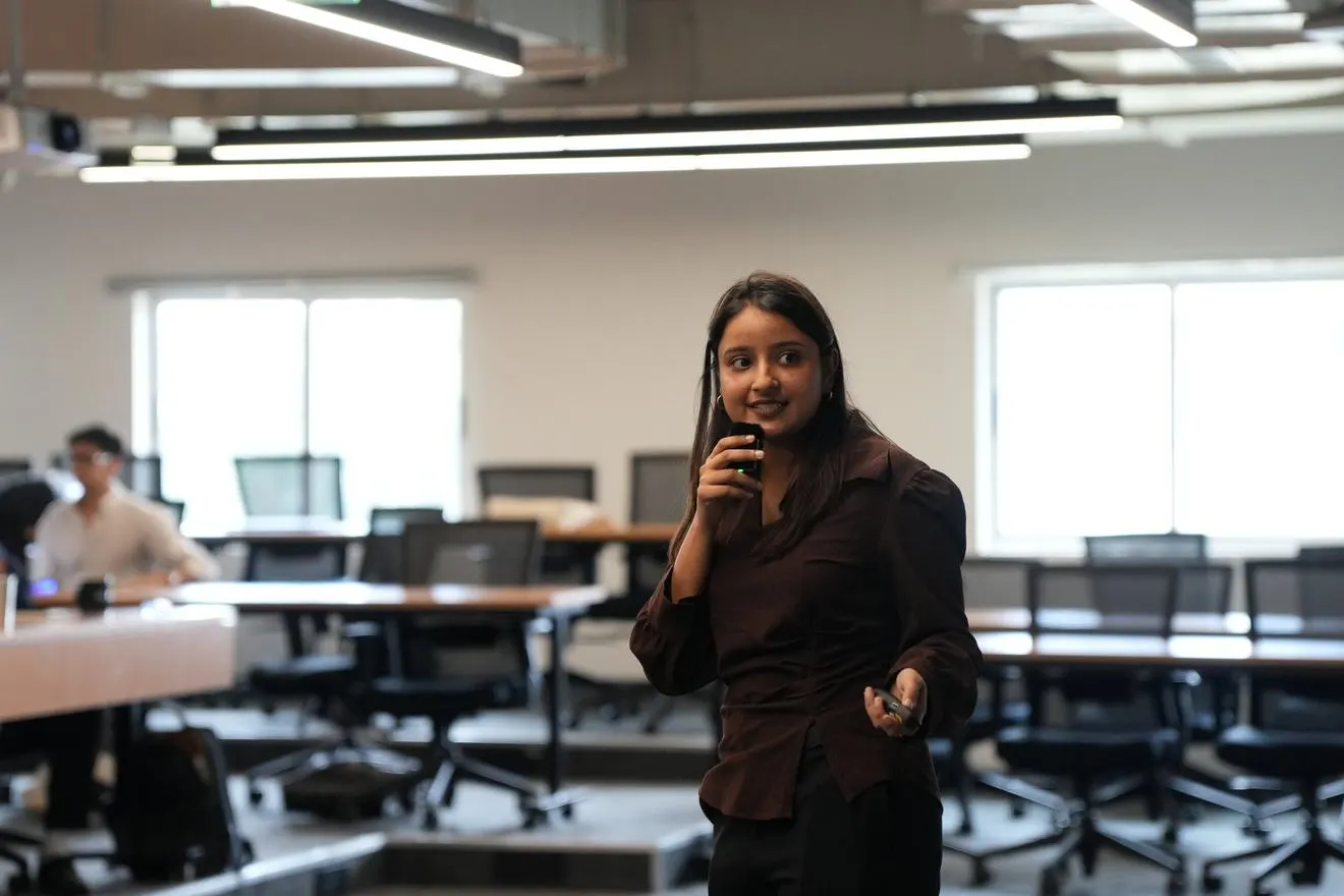 A Mesa student presenting her work to the class