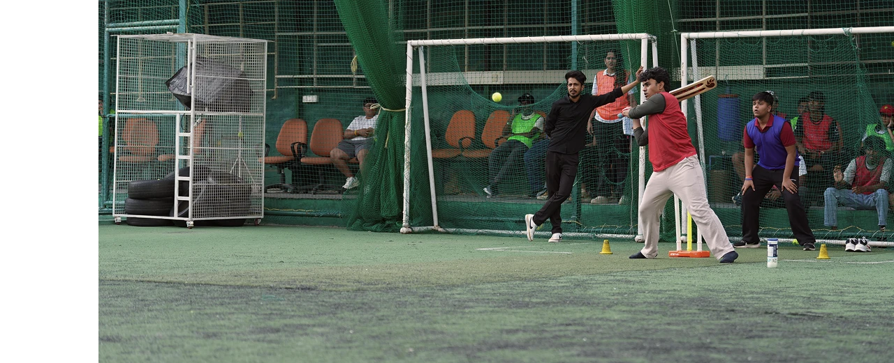 Mesa students playing cricket in the nets